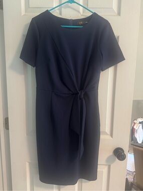 Elegant Navy faux wrap Sheath Dress